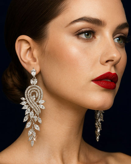 Crystal Cascade Statement Earrings.