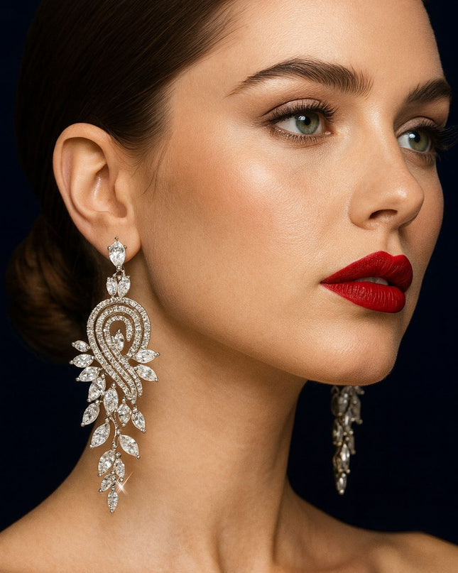 Crystal Cascade Statement Earrings.