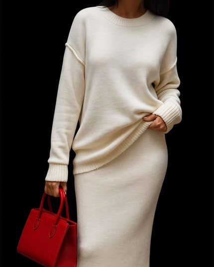 Elegant sweater skirt suit