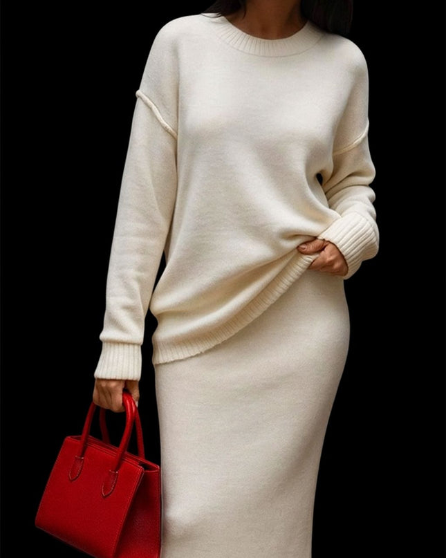Elegant sweater skirt suit