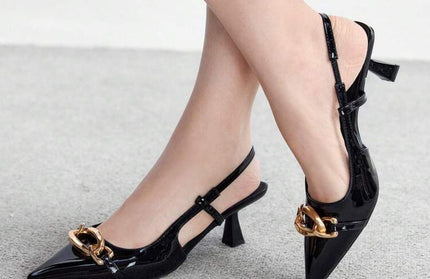 Black & Gold Kitten Heels