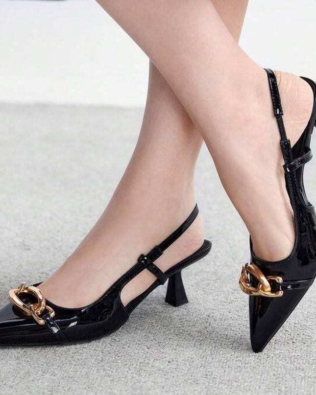Black & Gold Kitten Heels
