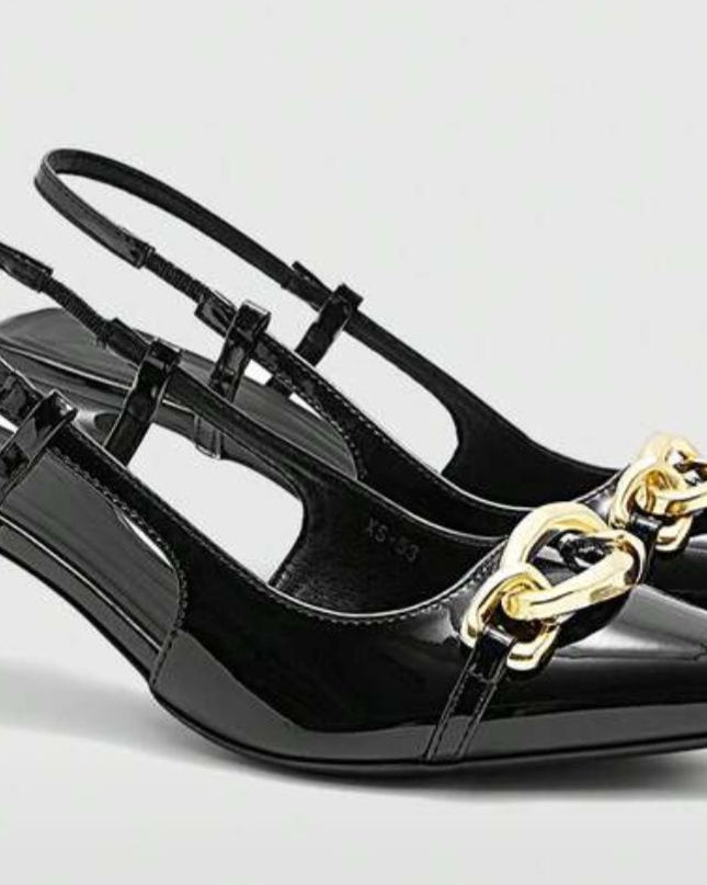 Black & Gold Kitten Heels