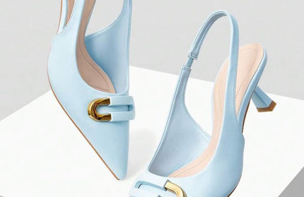 Light Blue Slingback kitten heels