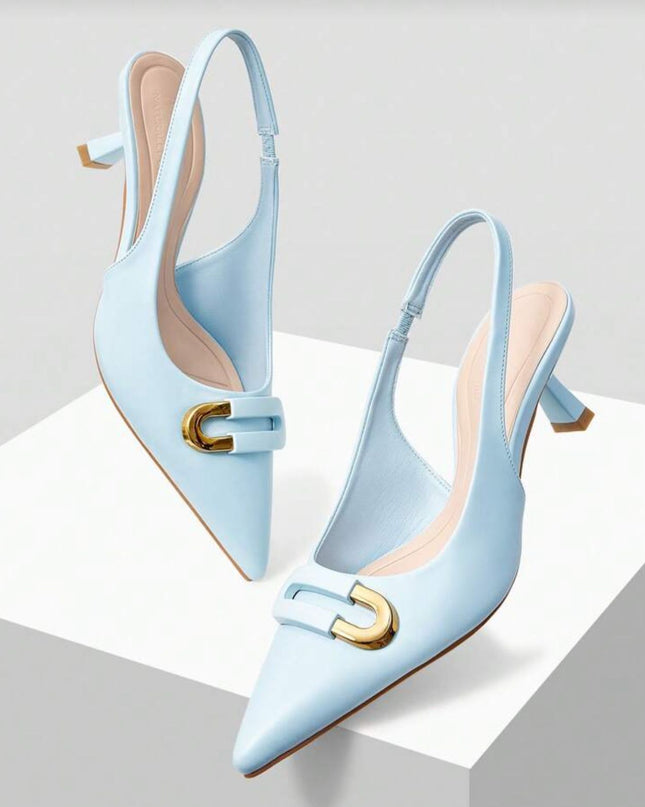 Light Blue Slingback kitten heels