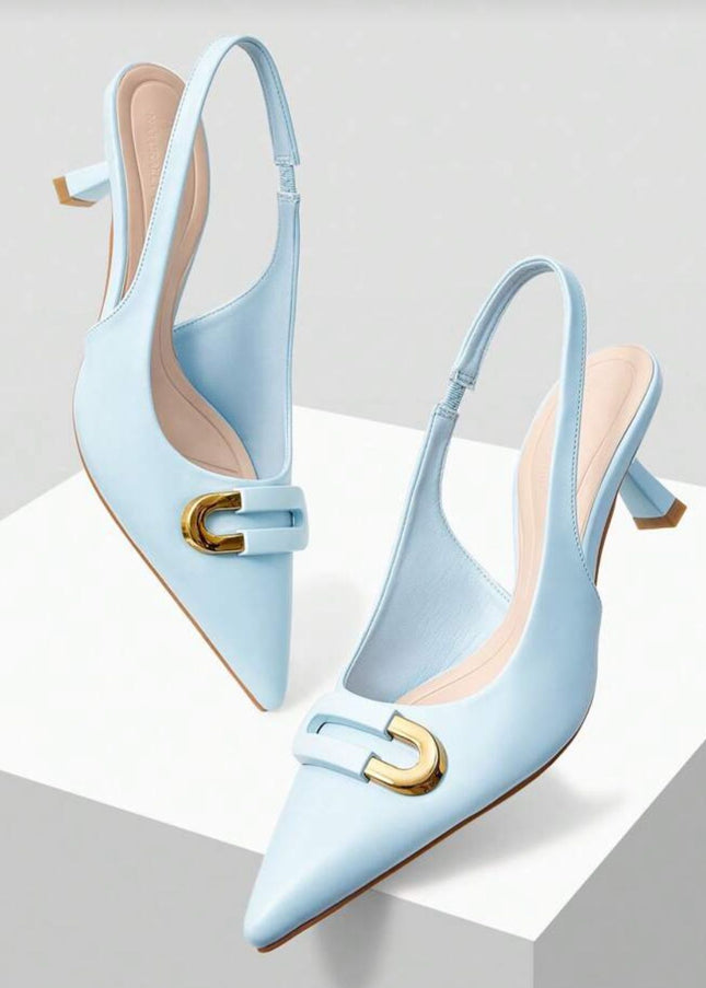 Light Blue Slingback kitten heels