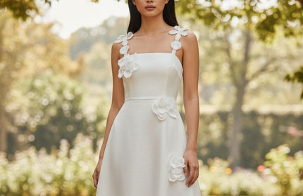 Elegant White Petal Serenity Dress