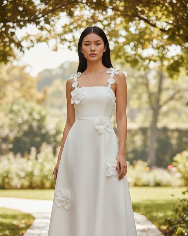 Elegant White Petal Serenity Dress