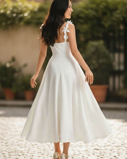 Elegant White Petal Serenity Dress