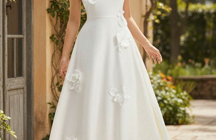 Elegant White Petal Serenity Dress