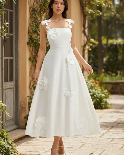 Elegant White Petal Serenity Dress