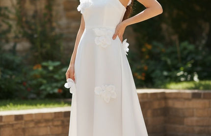 Elegant White Petal Serenity Dress