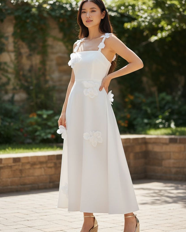 Elegant White Petal Serenity Dress