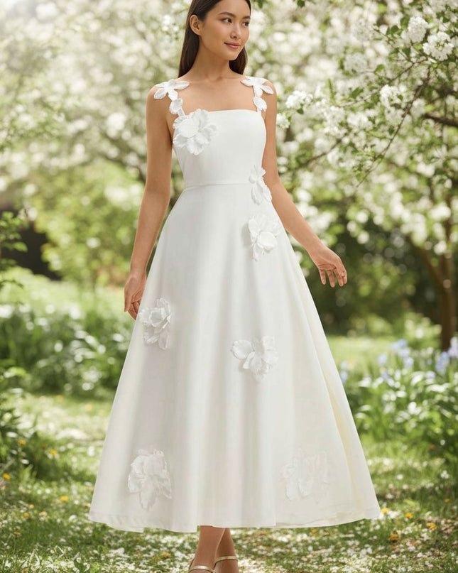 Elegant White Petal Serenity Dress