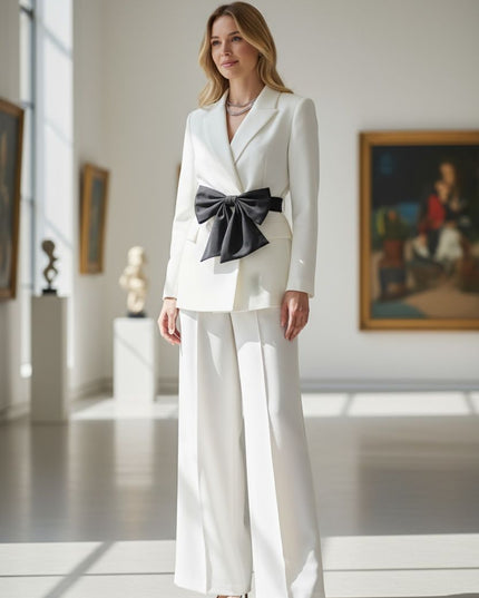 Snow White Blazer Jacket suit with black bow