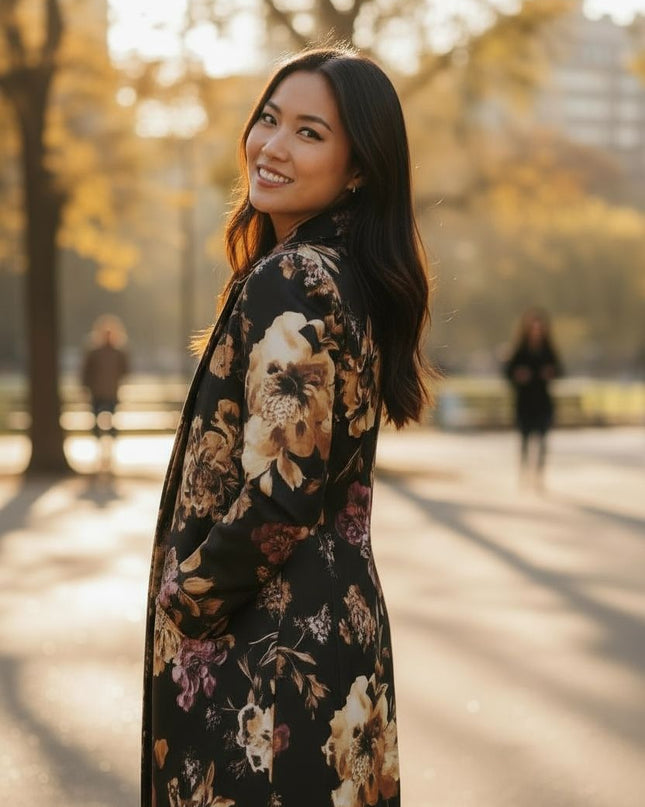 Floral Contrast trench blazer