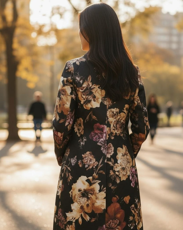 Floral Contrast trench blazer
