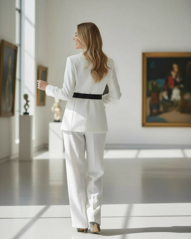 Snow White Blazer Jacket suit with black bow