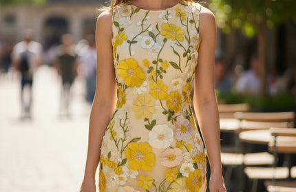 Floral round neck mini dress