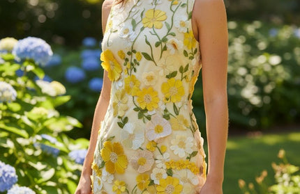 Floral round neck mini dress