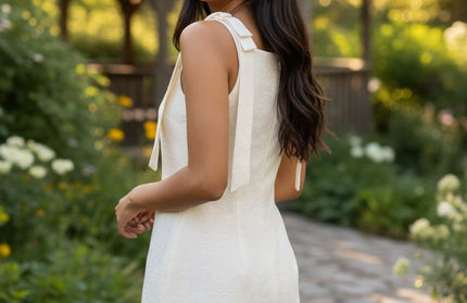 Sleeveless bow on shoulder mini dress