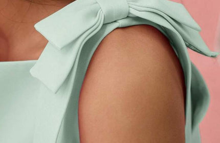 Sleeveless bow on shoulder mini dress