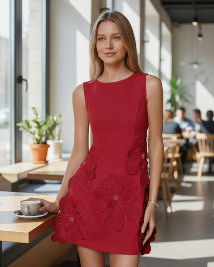 3D Floral mini dress