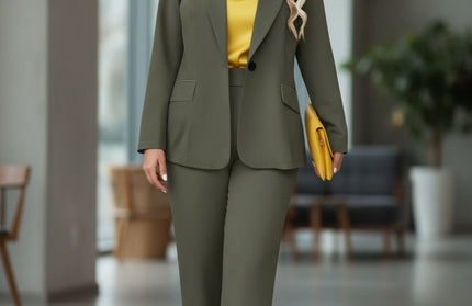 Class Olive green jacket suit by Luxe Muet