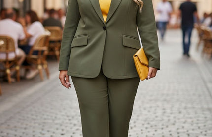 Class Olive green jacket suit by Luxe Muet
