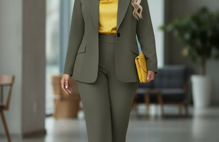 Class Olive green jacket suit by Luxe Muet