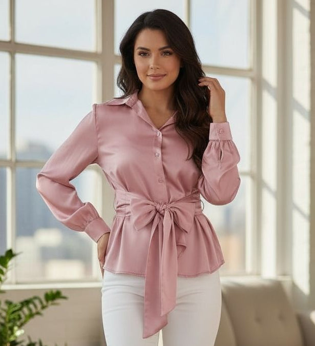 Classic Satin Long Sleeve Blouse