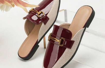 Burgundy Prestige Gold-Bit Mules