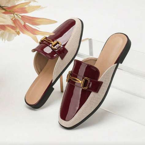 Burgundy Prestige Gold-Bit Mules