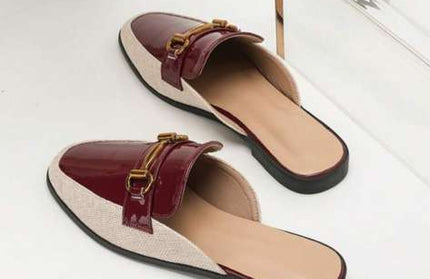 Burgundy Prestige Gold-Bit Mules