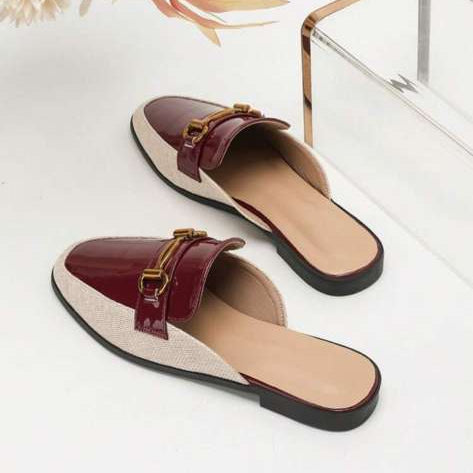 Burgundy Prestige Gold-Bit Mules