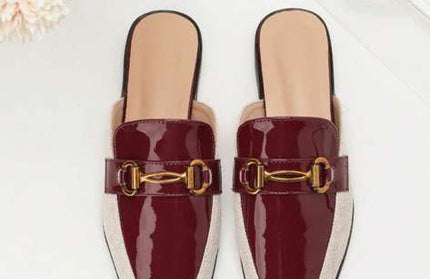 Burgundy Prestige Gold-Bit Mules