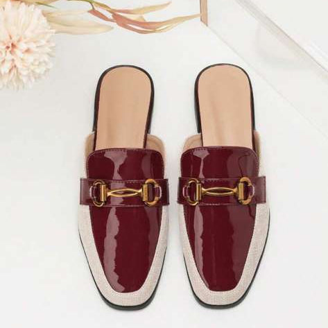 Burgundy Prestige Gold-Bit Mules