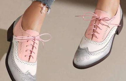Pink and White Oxford with Grey Trim