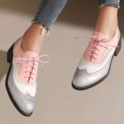 Pink and White Oxford with Grey Trim