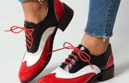 Black and White Oxford with Red trim