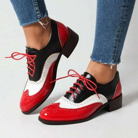 Black and White Oxford with Red trim