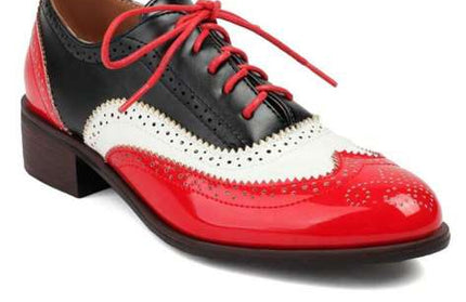 Black and White Oxford with Red trim