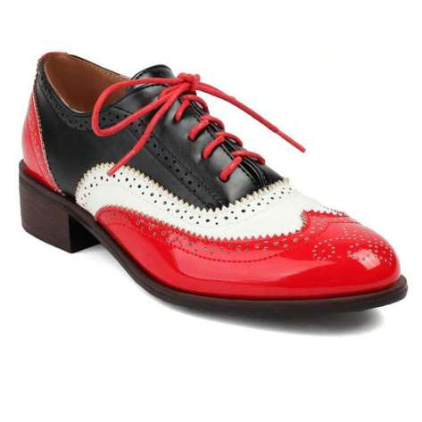 Black and White Oxford with Red trim