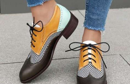 Women Colorblock Patterned Oxford Heels