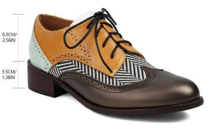 Women Colorblock Patterned Oxford Heels