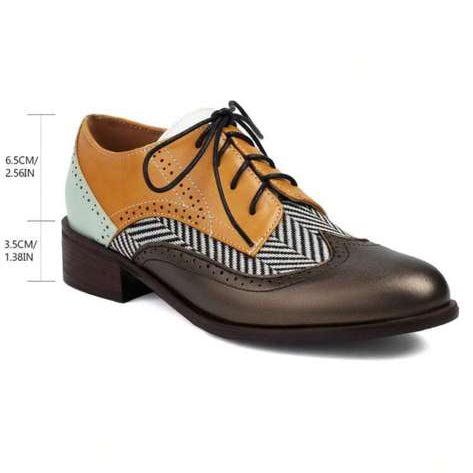 Women Colorblock Patterned Oxford Heels