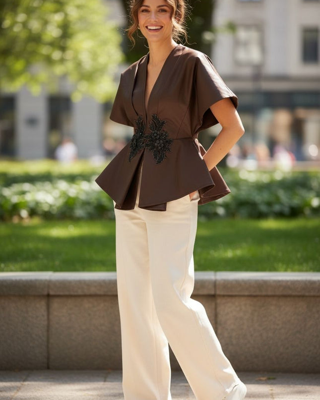 Classy Sculpted Peplum Blouse