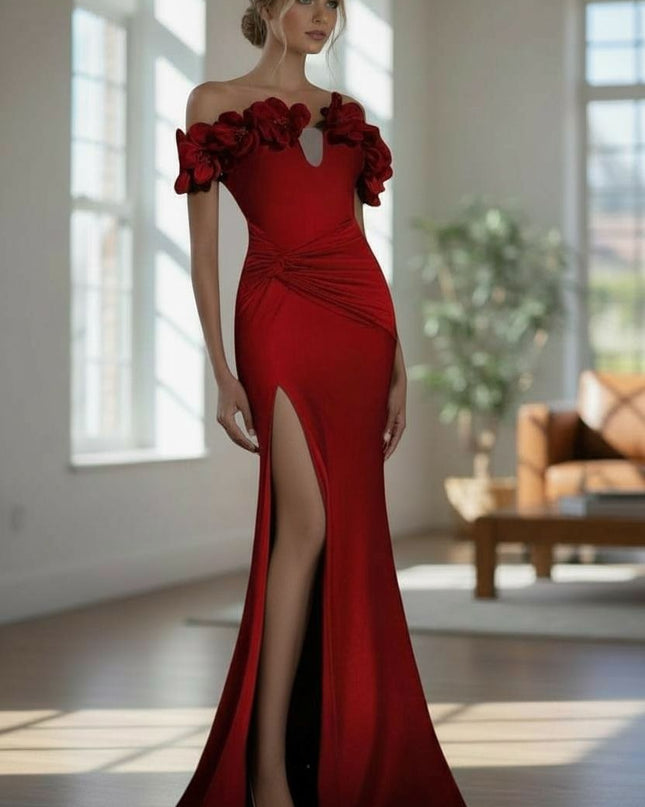 Elegant 3D Rose Bodycon Dress