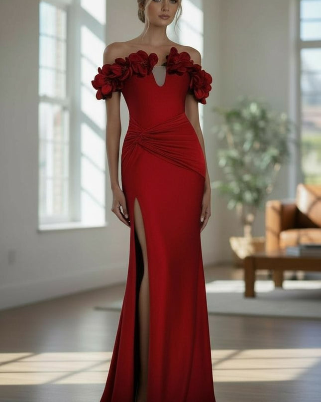 Elegant 3D Rose Bodycon Dress