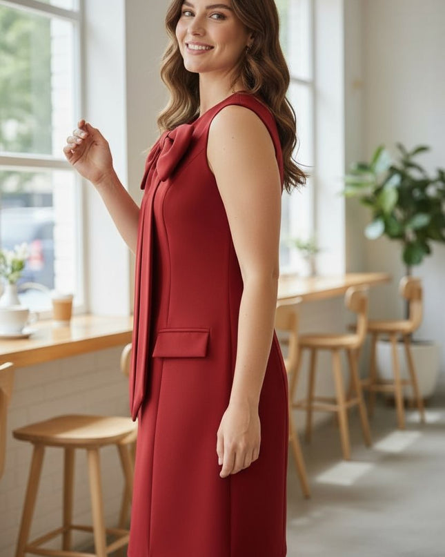 Perfect Mini Red Dress with Bow in the front.